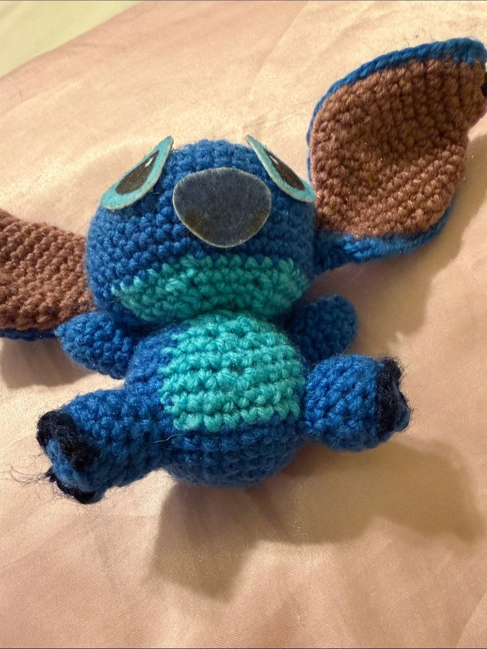 Handmade Blue & Brown Crocheted Small Pet Plush Toy - Brand Unknown